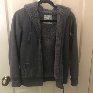Furry gray hooded Kirra jacket
